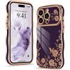 Wirvyuer Compatibile con iPhone 13 Pro Cover motivo floreale Custodia Ondulato Forma Riccio Protezione Fotocamera Galvanizzato Antiurto Cellulare Custodia per iPhone 13 Pro Viola Scuro