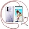 ISOI Cover con Cordino per Xiaomi Poco M7 Pro 5G, Custodia Trasparente con Collana Tracolla Laccio Collo Ultra Sottile Morbido TPU Silicone Antiurto AntiGraffio Case, Rosa