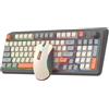Lancoon Set tastiera-mouse ricaricabili, senza fili, supporto regolabile, 2,4 g, controllo volume, 94 tasti, DPI regolabile computer (grigio)