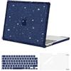 MOSISO Custodia Compatibile con MacBook Air 13 2025 2024-2022 M4 A3240 M3 A3113 M2 A2681,Paraurti TPU Glitter Anti-Crepa Cover per Air 13.6 Pollici&Copritastiera&Proteggi Schermo,Navy Blu