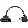 HuaLiSiJi HDMI Prolunga Montaggio a Pannello 4K 60Hz Cavo HDMI Maschio Femmina 90 Gradi per computer, lettore Blu Ray TV (Incurvato verso sinistra, 0.5 m)
