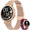 Sanorum Smartwatch Donna, 1.27 HD Orologio Smartwatch con Chiamata Bluetooth Fisiologia Feminile Sonno 24H Cardiofrequenzimetro/SpO2 Fitness Tracker 120+ Sportive IP68 Contapassi Android iOS, Oro Rosa
