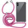 MyGadget Cover per iPhone XS Max - Custodia con Corda - Case con Cordino Trasparente Antiurto con Laccio | Tracolla - Practical Stylish - Rosa