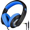 Rockpapa Comfort+ Cuffie con microfono e controllo del volume per Bambini/Adulti, Compressa iPod iPad iPhone Samsung Galaxy Huawei Telefono PC Scuola Nero Blu
