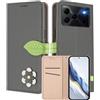 MOJIA Custodia a Portafoglio per Doogee Note 56 / Note 56 Plus/Note 56 Pro, Cover in Pelle PU Flip con Fiore e Chiusura Magnetica Foglia, Slot Carte, Funzione Stand.-Grey