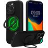 kwmobile Cover per Apple iPhone 15 PRO Max Cover Magnetica - Custodia Rigida Compatibile con Magsafe - Protezione Smartphone con Anello Rotante a 360° - Nero