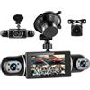 Inefala Full HD 1080P Dash Cam con Quattro Videocamera per Auto 4 Canali 360°, 3'' Schermo con 64GB di Memoria e 8 IR Visione Notturna, Registratore di Viaggio con G-Sensor e Monitoraggio Parcheggio