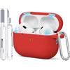 TNSNK Silicone per AirPods Pro 2nd/1st Case Cover, M-Red | Chiusura magnetica, morbido, leggero, antiscivolo, antigraffio, ricarica cablata/wireless. Pennello pulitore + chiavetta.