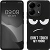 kwmobile Cover Compatibile con Xiaomi Redmi Note 13 4G - Custodia in Silicone TPU - Cover Protettiva Soft Case - Don't touch my phone bianco/nero