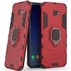 MaiJin Compatibile con Galaxy J4+ (2018) Cover, Custodia Armor Anello Cavalletto (Funziona con il Supporto Magnetico per Auto) Case Paraurti per Samsung Galaxy J4 Plus (Rosso)