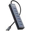 ABFCRTTW Hub USB C a 7 porte per laptop, hub USB 3.0 in alluminio 5 Gbps, splitter USB C, adattatore multiporta hub USB per laptop, iMac, unità flash, PSSD, HDD mobile, Windows/XPS