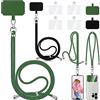 Aulese 2 collane universali per cellulare, unisex, regolabili, con 4 pad, compatibili con tutti gli smartphone, collana (nero + verde oliva)