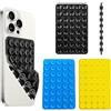 Vilbocr 3 custodie a ventosa indipendenti su entrambi i lati, in silicone antiscivolo, supporto per telefono per selfie e video (nero, blu, giallo)