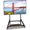 UNHO Supporto TV da Terra: Mobile Supporto TV da Pavimento Ripiani Legno Bello Design Porta TV da Terra per 40-75 Pollici Regolabile in Altezza Max VESA 600x400mm Portata 80kg