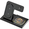Vortex A80AB 4-in-1 Magnetico Pieghevole Senza Fili LED Luce Notturna Telefono/Orologio Intelligente/TWS Ear Bug Qi Table Top Stazione di Ricarica (Nero per Apple)