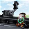 Qoosea Qi 15W Caricatore Wireless Auto, Doppia Bobina Porta Cellulare Auto Ricarica con Supporto a Clip e Ventosa, Caricabatterie Supporto Telefono per Galaxy Z Fold 6/5/4/3 iPhone 16/15/14 Serie
