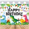 ASDCXZ Sfondo di compleanno di dinosauri 2.2x1.5m, Cartone animato giungla tropicale vulcano dinosauro tema fotografia sfondo ragazzo ragazza bambino compleanno festa decorazione studio puntelli