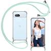 ISOI - Cover con Cordino compatibile con Google Pixel 7A, Regolabile Collana Tracolla Laccio Collo, Trasparente Custodia in Silicone TPU Morbido con Paraurti Airbag Antiurto - Verde