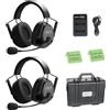 cametv Confezione da 2 Cuffie interfoniche wireless KUMINIK8 Dual Ear, Sistema di comunicazione interfonica full-duplex, Distanza fino a 1500 piedi, Con una cancellazione del rumore più potente