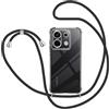 KetteTech Cover con Cordino per Xiaomi Redmi Note 13 Pro 5G/Poco X6 5G, Custodia a Tracolla Trasparente Morbido Silicone Necklace Regolabile Staccabile Shock Absorption Antiscivolo Protettiva Case in Nero