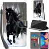 PHINIENLAND Cover per Samsung Galaxy A20e / A10e custodia portafoglio Cavallo nero | 3 scomparti carte, 1 tasca banconote, Chiusura magnetica, Supporto, Pelle PU flip cover per Samsung A20e