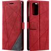 SONWO Cover per Oppo A54 5G / Oppo A74 5G / Oppo A93 5G Flip Caso in PU Pelle Case Cover Portafoglio Custodia per Oppo A54 5G / Oppo A74 5G / Oppo A93 5G, [Kickstand] [Slot per Schede], Rosso