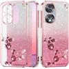 Yarxiawin Custodia per Honor 70 Silicone Morbido Rosa, Effetto Glitter per Honor 70 Cover Trasparente Sottile Fiore Antiurto Case Brillantini (Rosa)