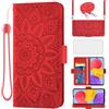 Asuwish Cover per Samsung Galaxy M13 4G/M23 5G con Cordino e Pellicola Vetro Temperato Supporto Regolabile Pelle Portacarte Portafoglio Custodia per protettiva M135F F23 Cellulare Phone Case Rosso