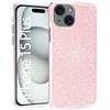 N NEWTOP 3in1 Cover Compatibile Apple iPhone 15 Plus, Custodia Case GLITTER Brillantini Paper Interno Bling TPU + PC Flessibile Morbida Case Posteriore Lucida Protezione Fotocamera (Fucsia)