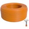 BIGtec 50m CAT7 bobina cavo di rete CAT.7 S/FTP PIMF rame, anello per cavi, AWG23 reti LAN gigabit alta velocità, cavo di installazione orange 10Gbit LSZH Senza Alogeni Dichiarazione di Prestazione