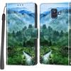 Haninsuze Cover per Samsung Galaxy A6 2018, Custodia Interno TPU Antiurto Portafoglio con Disegni [schede Fessura] [Supporto Stand] Cover Libro in PU Pelle (Foresta)