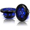 Herdio 5.25 250W Marine Speakers - IP66 Waterproof Coaxial Audio, with Blue LED Light for Boats, ATVs, UTVs with UV Resistant Black Grille (A Pair)