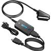 KUYIA Convertitore da scart a HDMI con cavo scart e cavo scart, adattatore scart, interruttore HDMI, video, audio, cavo adattatore scart in uscita HDMI per monitor HDTV, proiettore, STB, VHS, PS3