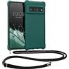 kwmobile Custodia Compatibile con Google Pixel 6 Pro Cover - Back Case in Silicone TPU - Protezione Smartphone con Cordino - petrolio