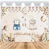 ASDCXZ Sfondo Fotografico Rivelare Il Genere 2.2x1.5 m, Boho Beige Vestiti Del Calzini Foglie Sole Luna Piccolo Orso Fotografia Sfondo per Bambino Doccia Feste Decorazioni Banner Studio Accessori