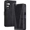 binandteam Cover a Libro per Samsung Galaxy A16 5G / 4G (6.7) con Vetro Temperato,Custodia in Pelle PU Magnetica Flip Porta Carte Wallet Supporto Portafoglio Case - Nero