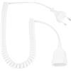Leloco Cavo di prolunga a spirale, 3,0 m, spina europea, spina piatta a spirale, cavo di alimentazione a 2 fili, cavo di prolunga per TV, console di gioco, elettrodomestici, ufficio, esterni (bianco)