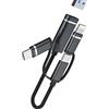 WASRUYI Adattatore Lightning USB C Micro USB a USB-A OTG 3 in 1 per iPhone16 15 Pro Compatibile per Samsung Macbook Chiavetta Dati Cavo per Trasferire File da Fotocamera Macchina Fotografica Tastiera Splitter
