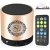 Hitopin Altoparlante Lettore MP3 Corano Digitale, Traduttore Corano Portatile con Telecomando, USB Ricaricabile 8GB TF FM, Oro