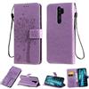 Zchen Cover Xiaomi Redmi Note 8 PRO, Custodia Cover Protettiva in Cuoio Flip Libro Portafoglio Resistente Antiurto con Supporto per Xiaomi Redmi Note 8 PRO (Gatto-Viola)
