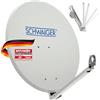 SCHWAIGER 210 Antenna satellitare offset Antenna LNB braccio di supporto per montaggio su palo in acciaio 74,5 x 84,5 cm bianco