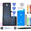 OnlyTech - Batteria di ricambio Premium per iPhone X - 2716 mAh, identico all'originale - Kit 12 Strumenti Professionali e adesivo schermo Incluso