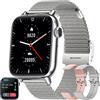 LWEARKD Smartwatch Donna Chiamate e Risposta Bluetooth, Orologio Smartwatch 123 Modalità Sport Salute Fitness Tracker Contapassi Pressione Sanguigna SpO2, Monitoraggio del Sonno per Android iOS (Argento)