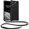 kwmobile Custodia Compatibile con Xiaomi Redmi Note 14 5G (Non 4G) Cover - Back Case in Silicone TPU - Protezione Smartphone con Cordino - nero matt