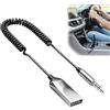 Bgfaquri Adattatore auto Bluetooth 5.4 con connettore AUX e USB da 3,5 mm, funzione vivavoce con microfono integrato, ricevitore auto Bluetooth 5.4, compatibile con autoradio, altoparlanti e amplificatori