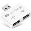 Yosoo Health Gear USB2.0 2 porte, hub USB portatile 2 porte, adattatore maschio a doppia USB femmina per computer portatili desktop(bianco)
