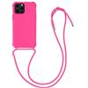 kwmobile Custodia Compatibile con Apple iPhone 13 Pro Max Cover - Back Case in Silicone TPU - Protezione Smartphone con Cordino - rosa shocking