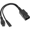 YACSEJAO Cavo di alimentazione corto da 10 A/250 V C14 a C5 + C7 Y Splitter IEC320 C14 a C5 + C7 Y Split (1FT/30 cm)
