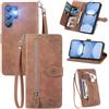 MOJIA Custodia Portafoglio per Doogee Note 56X / Note 56X Pro, Pelle PU Flip Cover per Telefono con Guscio Interno in TPU, Multifunzione Porta Carte con Cinturino Polso. Marrone