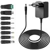 Synclum Alimentatore Universale 12V 1A, Caricatore AC-DC 1000mA Max con 8 Connettori CC, Adattatore di Alimentazione 12W per LED, Router, TV, Videocamere CCTV e Dispositivi Elettronici